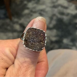 Purple titanium Druzy ring